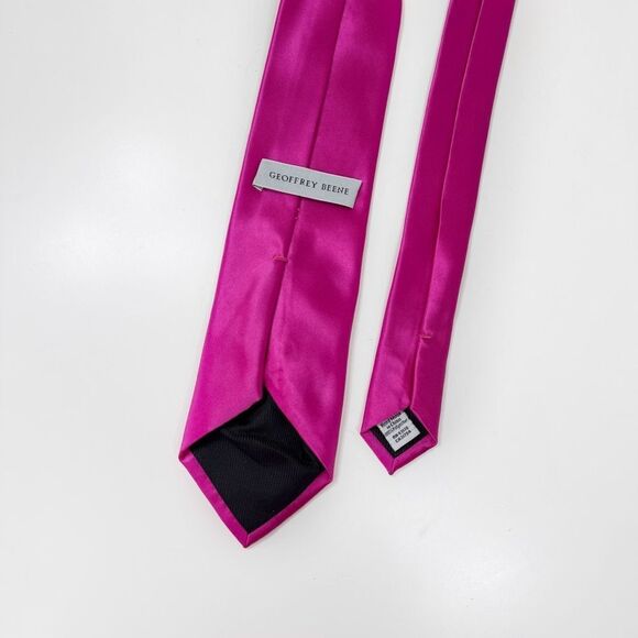 Geoffrey Beene Satin Neck Tie Fuchsia Pink - Picture 5 of 8